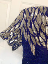 Load image into Gallery viewer, 1980’s Blue and Silver Beaded Dress