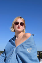 Load image into Gallery viewer, 1980's Chambray Zip-Up Dress with Silver Embroidery