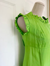 Load image into Gallery viewer, 1970’s Lime Green Ruffle Sleeveless Dress