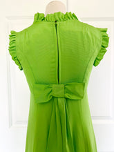 Load image into Gallery viewer, 1970’s Lime Green Ruffle Sleeveless Dress
