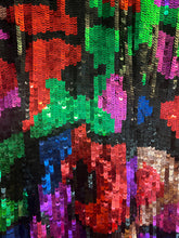 Load image into Gallery viewer, 80s Vintage Multi-Color Sequin Short Sleeve Dress
