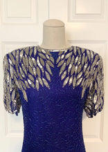 Load image into Gallery viewer, 1980’s Blue and Silver Beaded Dress
