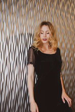 Load image into Gallery viewer, 1980&#39;s Black Velvet Dress
