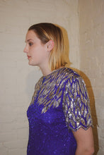 Load image into Gallery viewer, 1980’s Blue and Silver Beaded Dress
