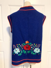 Load image into Gallery viewer, Vintage Handmade Blue Floral Embroidered Vest
