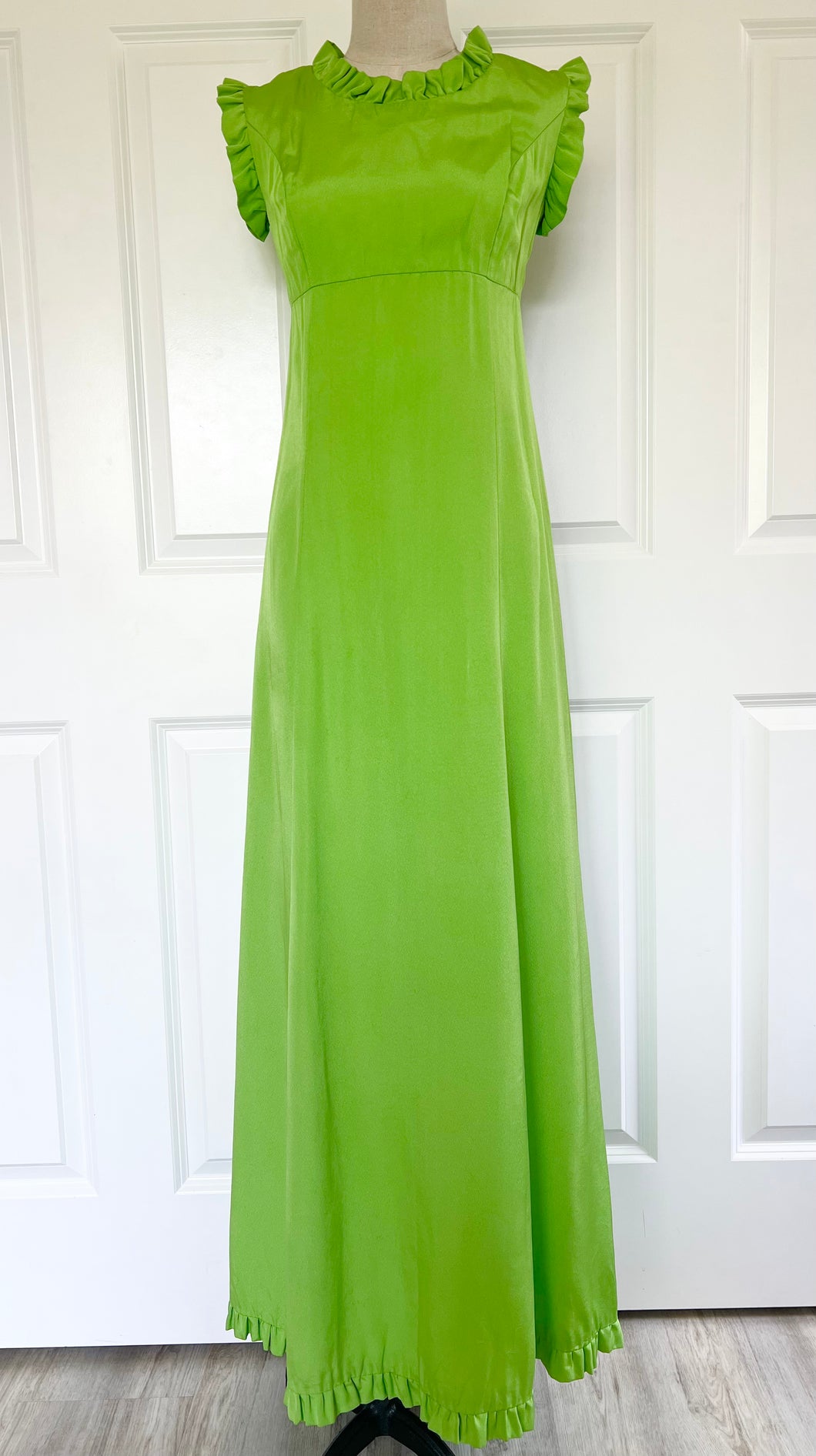 1970’s Lime Green Ruffle Sleeveless Dress